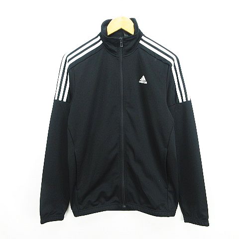 【中古】アディダス adidas ジャージ トラックジャケット 長袖 ジップアップ ロゴ L ブラック スポーツウェア ※EKM メンズ 【ベクトル 古着】 260613