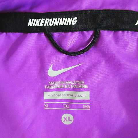 ブランド古着ベクトルプレミアム店の【中古】ナイキ NIKE RUNNING ジャケット ベスト フード付き ジップアップ ロゴ 切替 XL パープル×ネイビー ※EKM メンズ 【ベクトル 古着】 260714｜アングル3