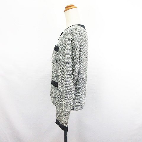 【中古】自由区 オンワード樫山 ニット ノーカラージャケット 長袖 フェザーヤーン 40 グレー系 ※EKM レディース 【ベクトル 古着】 260819 vectorpremium-19401209 ブランド古着ベクトルプレミアム店 サンプル画像2