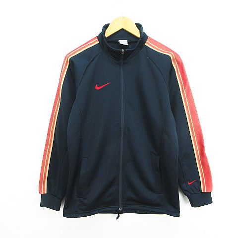 【中古】ナイキ NIKE ジャージ ジャケット 長袖 ジップアップ ロゴ S ネイビー ス...