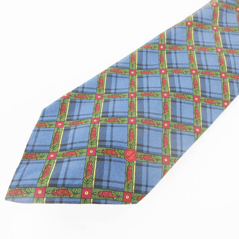 【中古】ダンヒル dunhill ネクタイ 総柄 チェック ネイビー グリーン ヴィンテージ オールド シルク100% メンズ 【ベクトル 古着】 241224