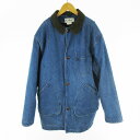 【中古】エルエルビーン L.L.BEAN 80’S 90’S カバーオール ハンティングジャケット コート デニム 裏地チェック 中綿 ライナー脱着可能 H14...