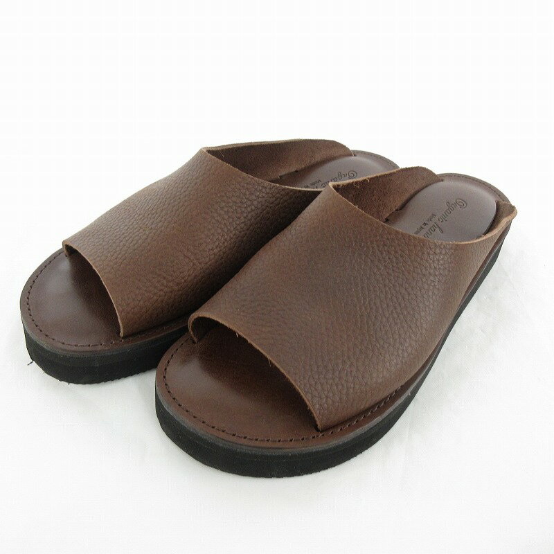 【中古】オーガニックハンドルーム Organic Handloom スライド サンダル RICHT リヒト 茶 ブラウン レ..