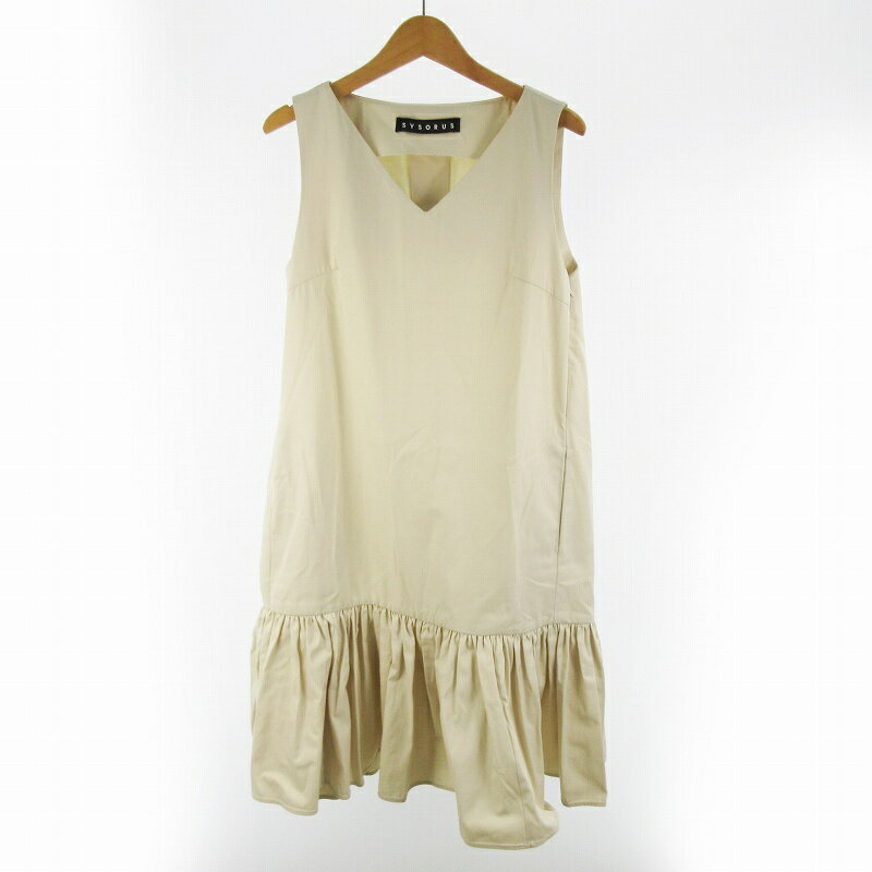 【中古】シソラス SYSORUS ワンピース ロング ノースリーブ フレアー ベージュ コットン 38 レディース..