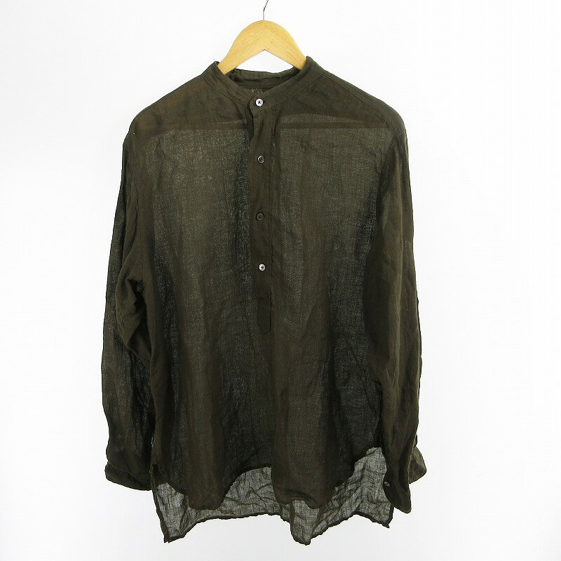 マーティーアンドサンズ MAATEE＆SONS 1 PULL OVER SHIRTS ドS LINEN プルオーバー オーバー シャツ リネン カーキ MT4103-0611D バンドカラー 麻 トップス メンズ  260722