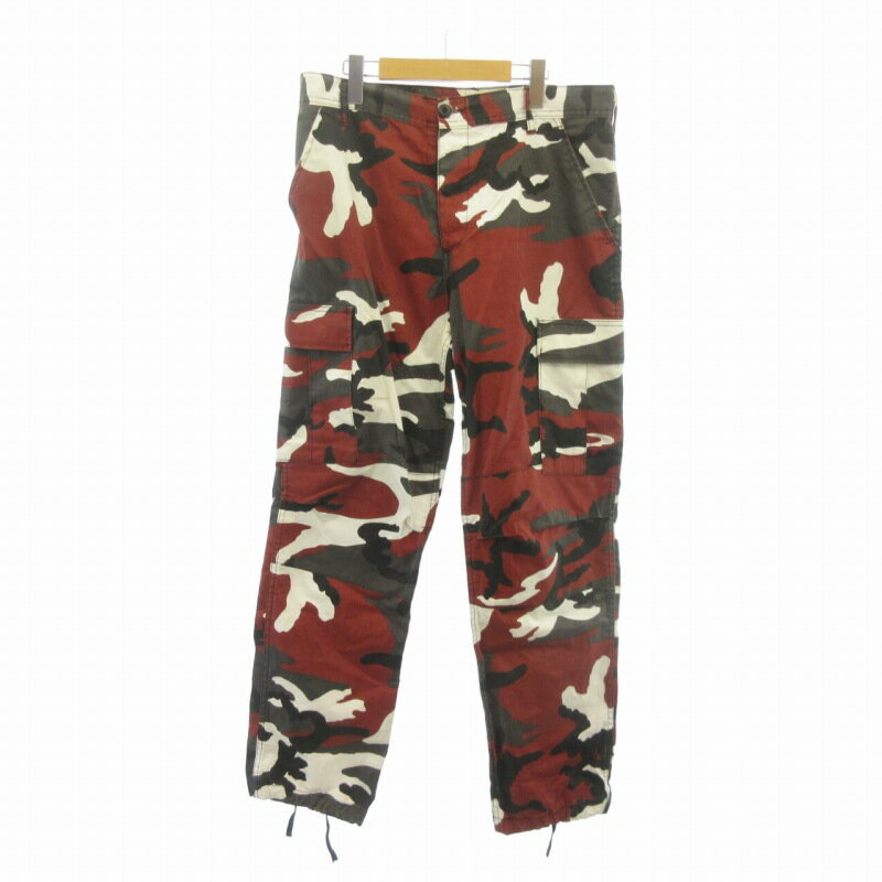 【中古】ROTHCO ロスコ TACICAL BDU PANTS カーゴパンツ バイオレットカモ MIDEIUM-REGULAR カモ柄 赤 レッド系 マルチカラー 31インチ 約M ■GY09 メンズ 【ベクトル 古着】 240329