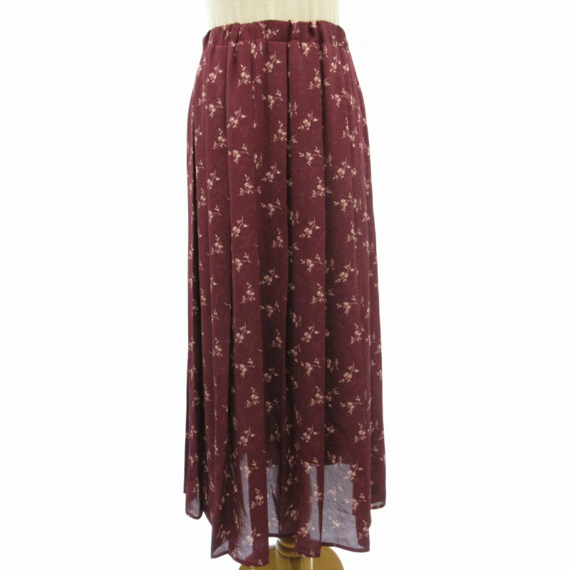 【中古】ローラアシュレイ LAURA ASHLEY 近年 美品 ロングスカート ウエストゴム 花柄 赤 レッド 38 約M ■GY31 レディース 【ベクトル 古着】 241126