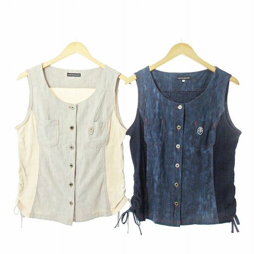 【中古】カステルバジャック CASTELBAJAC 美品 ベスト ジレ ロゴ刺繍 2点 2着 セット まとめ 44 紺 ベージュ 0326 ■GY09 レディース 【ベクトル 古着】 250326 【中古】カステルバジャック CASTELBAJAC 美品 ベスト ジレ ロゴ刺繍 2点 2着 セット まとめ 44 紺 ベージュ 0326 ■GY09 レディース 【ベクトル 古着】 250326