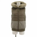 【中古】ダブルスタンダードクロージング ダブスタ DOUBLE STANDARD CLOTHING キャノンループタフタファーベスト ショート丈 ジップアップ フード 36 カーキ /UO ■GY09 レディース 【ベクトル 古着】 250405(4)