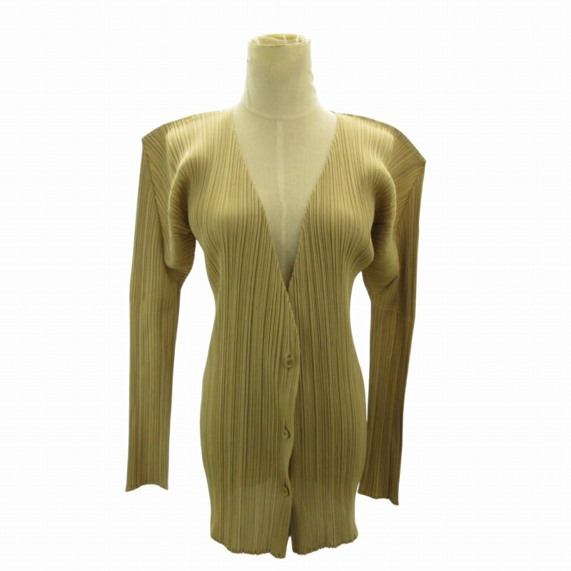 【中古】プリーツプリーズ PLEATS PLEASE イッセイミヤケ ISSEY MIYAKE プリーツカーディガン 長袖 3 アイボリー系 ■GY09 0503 レディース 【ベクトル 古着】 250503