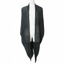 【中古】ランバン LANVIN COLLECTION リネン ニット カーディガン 変形 ロング 長袖 ドルマンスリーブ ボタンレス 黒 ブラック X レディース 【ベクトル 古着】 250528(4)
