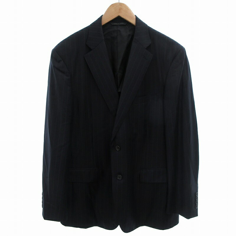 【中古】ダーバン DURBAN スーツ セットアップ フォーマル テーラードジャケット スラックス パンツ ストライプ シングル 2B 背抜き ロロピアーナ ダークネイビー /OU ●ECO メンズ 【ベクトル 古着】 250711