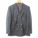 【中古】アクアスキュータム AQUASCUTUM 美品 ダブル テーラードジャケット ブレザー 紺ブレ ペイズリー柄裏地 総柄裏地 金釦 AB-5 ネイビー 0624 ●ECO メンズ 【ベクトル 古着】 250624|詳細画像