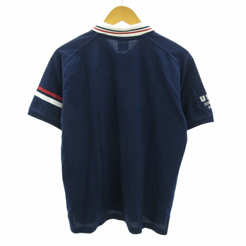 【中古】チャンピオン CHAMPION 近年 ポロシャツ ゴルフウエア ロゴ 刺繍 半袖 M 紺 ネイビー C3-TG312 0715 メンズ 【ベクトル 古着】 250715