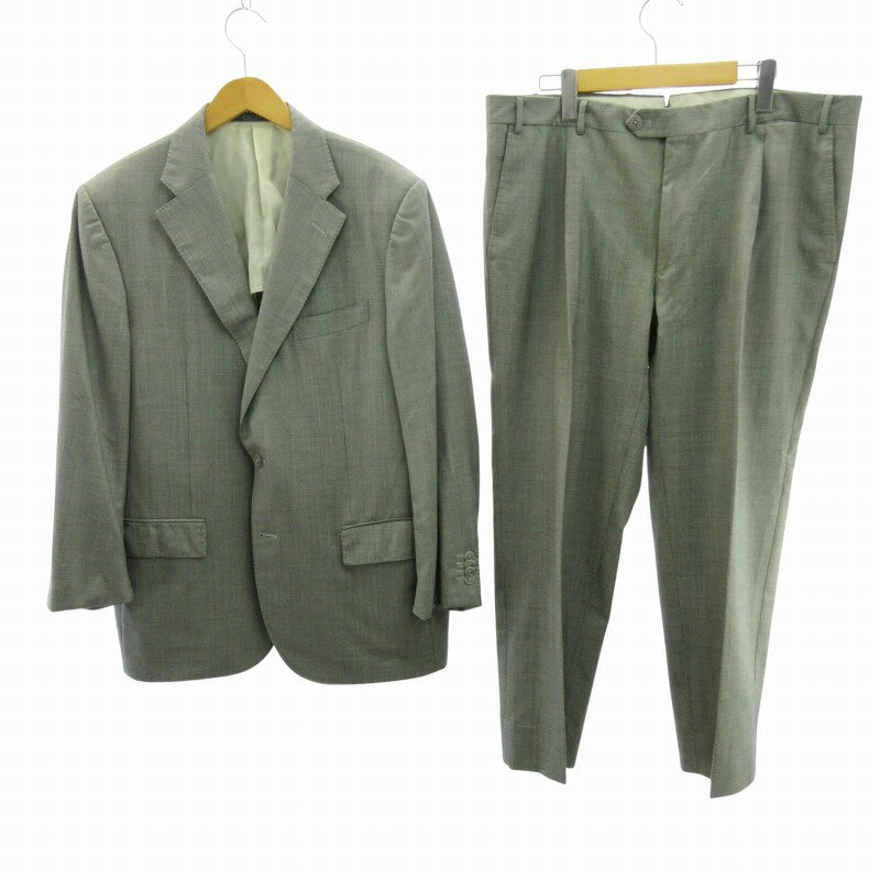 【中古】コルネリアーニ Corneliani シングルスーツ セットアップ ジャケット サイドベンツ グレー 52 約XL 大きいサイズ メンズ 【ベクトル 古着】 250725