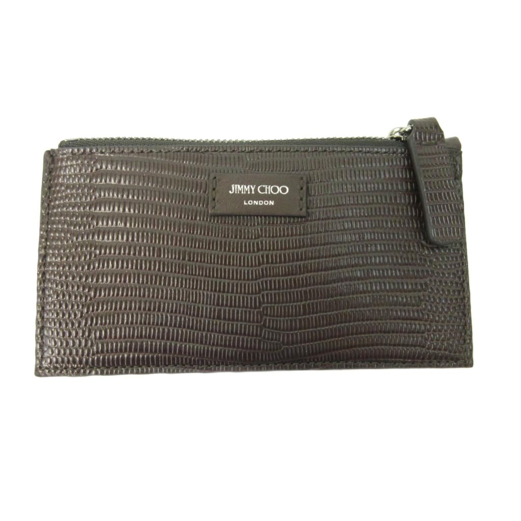 【中古】未使用品 ジミーチュウ JIMMY CHOO エリス カードリーダー ロゴ刻印 コーヒー メンズ 【ベクト..