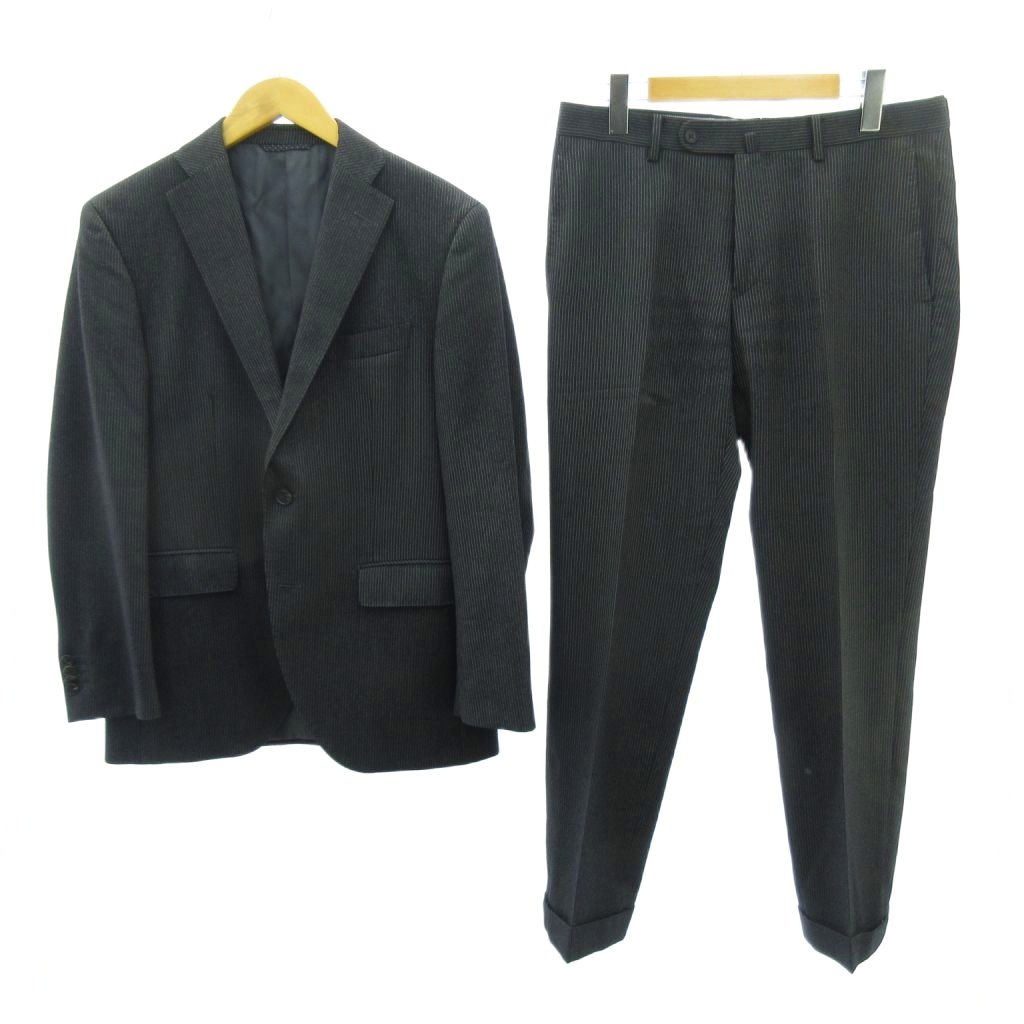 【中古】美品 ロロピアーナ生地 130s シングルスーツ セットアップ イタリア生地 グレー系 上165cm 下170cm 約M 【ベクトル 古着】 251027
