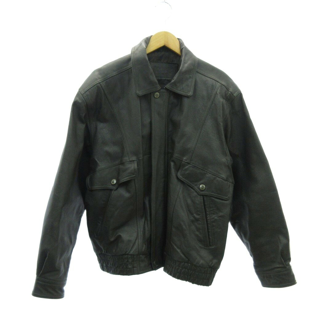 【中古】ヴィンテージ VINTAGE EDIMANGIARE 90s ヴィンテージ レザー シングルライダース ジャケット 黒 ブラック F フリーサイズ メンズ 【ベクトル 古着】 251202