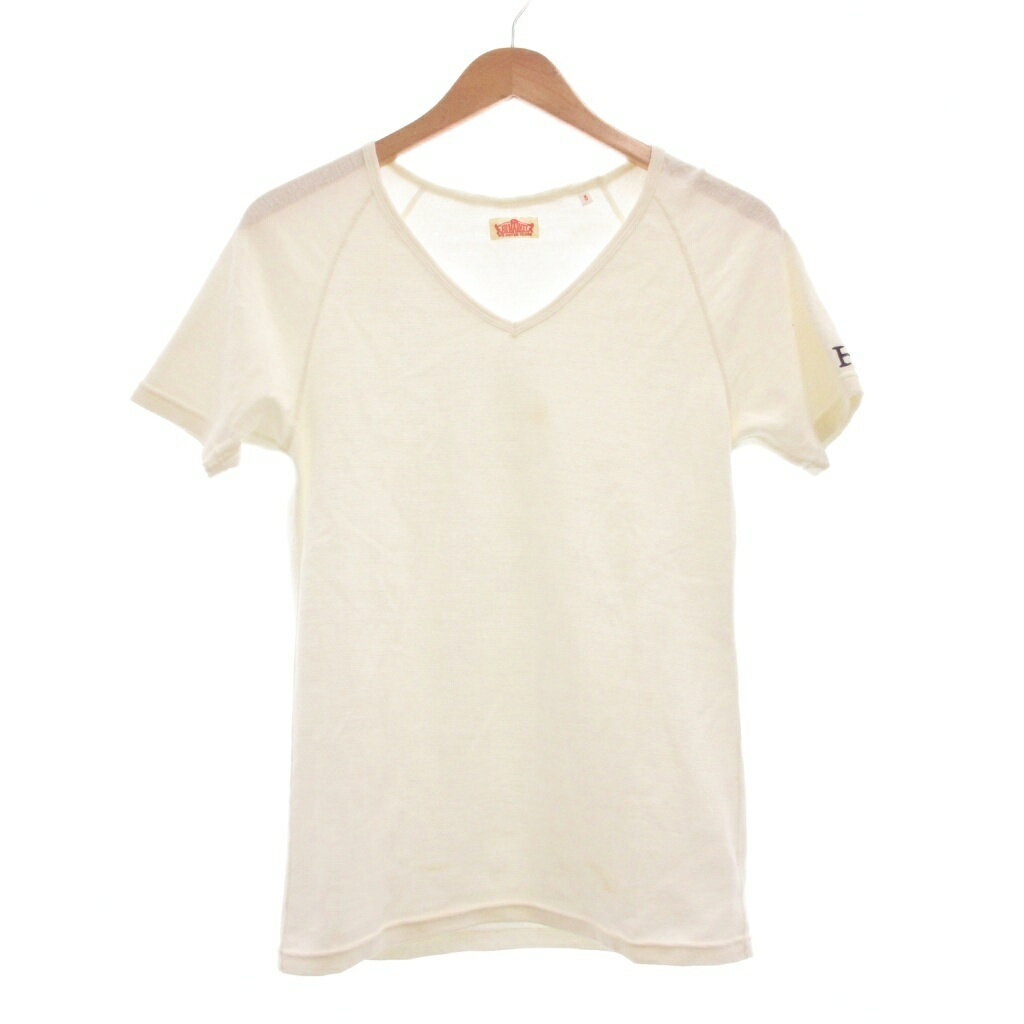 【中古】ハリウッドランチマーケット HOLLYWOOD RANCH MARKET カットソー Tシャツ 3 白 ホワイト Vネック 半袖 無地 /SX ■STK メンズ 【ベクトル 古着】 260523