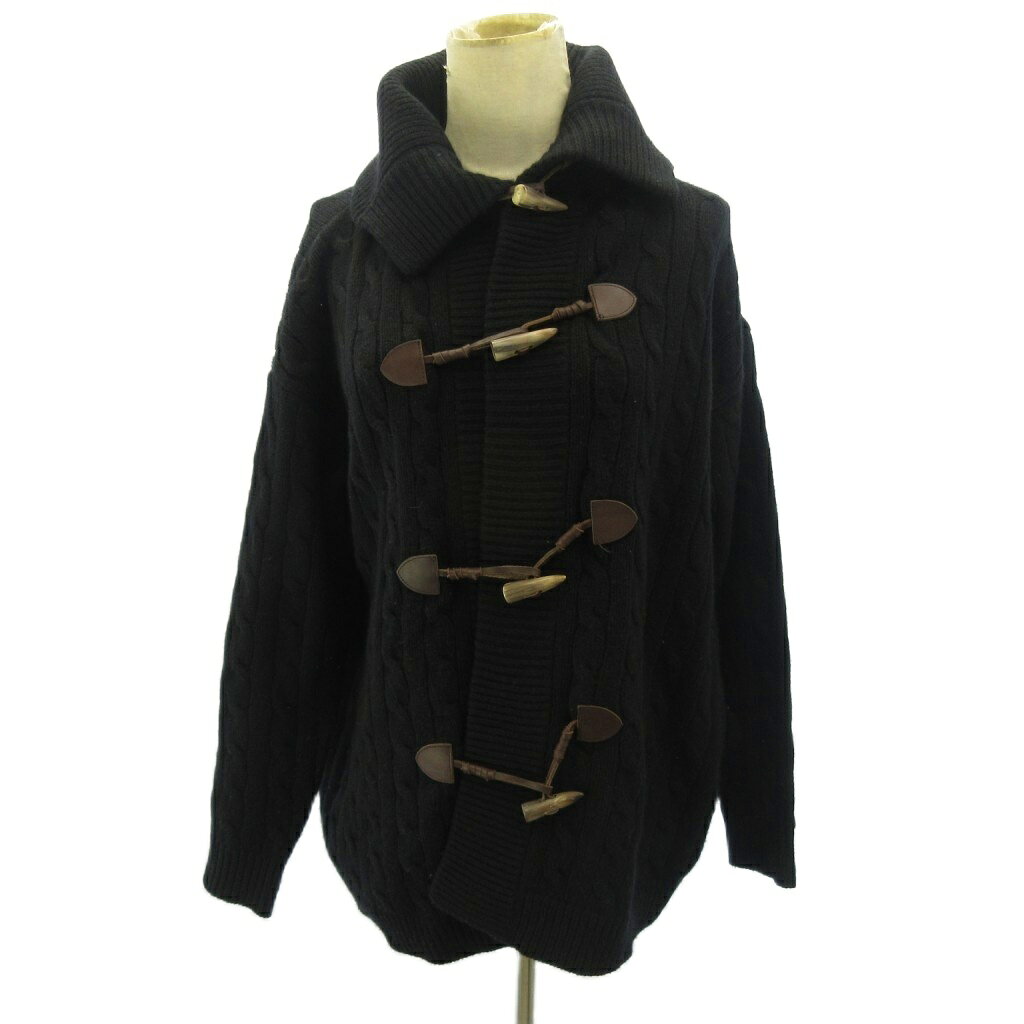 【中古】ラルフローレン RALPH LAUREN ニット ダッフルコート ウール カシミヤ混 ミドル丈 XS 黒 ブラック 0817 レディース 【ベクトル 古着】 260817