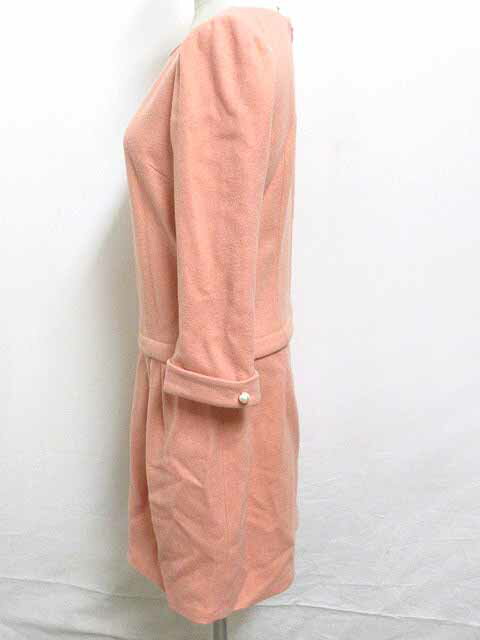 【中古】ジャスグリッティー JUSGLITTY ワンピース チュニック 7分袖 膝丈 ウール パール 無地 ピンク 2 レディース 【ベクトル 古着】 190808 ベクトルプレミアム店