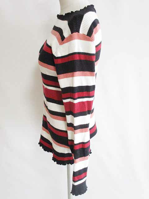 【中古】グローバルワーク GLOBAL WORK ニット カットソー リブニット 長袖 ウール ボーダー マルチカラー M レディース 【ベクトル 古着】 200409 ベクトルプレミアム店