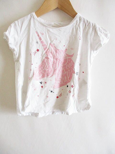 【中古】ザラ ZARA ガール ユニコーン カットソー キッズ 半袖 白 6 116 キッズ 【ベクトル 古着】 200513 ベクトルプレミアム店