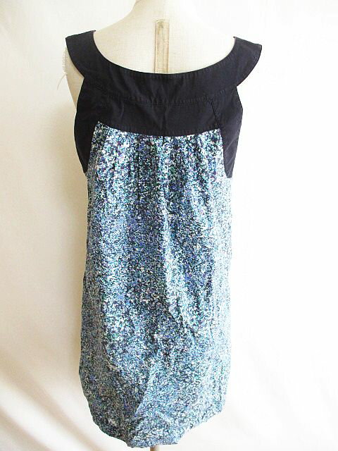 【中古】セオリー theory ワンピース ノースリーブ プリント 青 2 レディース 【ベクトル 古着】 220119