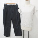 【中古】アーバンリサーチ ドアーズ URBAN RESEARCH DOORS カットソー パンツ 2枚セット フレンチスリーブ ボートネック ワイド ロング グ...