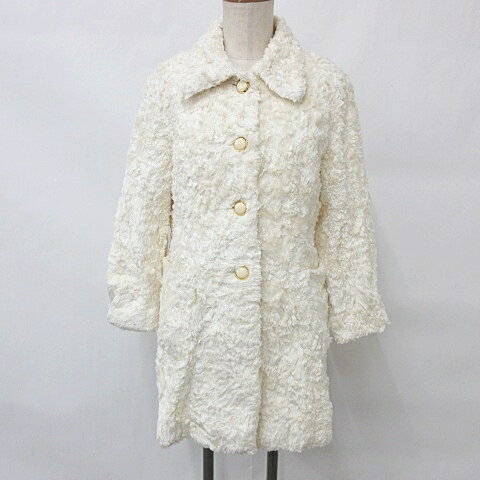 【中古】Blue Flag CASUAL COAT コート ステンカラー フェイクファー ボア アイボリー オフホワイト 白 レディース 【ベクトル 古着】 240108 【中古】Blue Flag CASUAL COAT コート ステンカラー フェイクファー ボア アイボリー オフホワイト 白 レディース 【ベクトル 古着】 240108