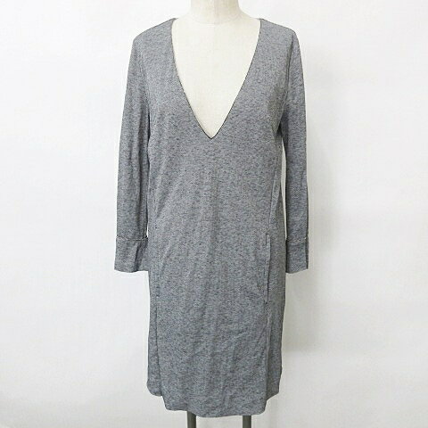 【中古】ボールジー BALLSEY トゥモローランド ワンピース 膝丈 長袖 Vネック メタルビーズ グレー 38 レディース 【ベクトル 古着】 240212