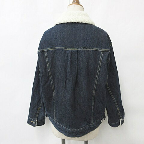 【中古】アズールバイマウジー AZUL by moussy ジャケット Gジャン ボア デニム 紺 ネイビー アイボリー M レディース 【ベクトル 古着】 240216