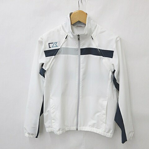 【中古】カッターアンドバック CUTTER BUCK ゴルフ ジャケット ブルゾン 2WAY ベスト ジップアップ スタンドカラー 白 紺 グレー ホワイト ネイビー M メンズ 【ベクトル 古着】 240918