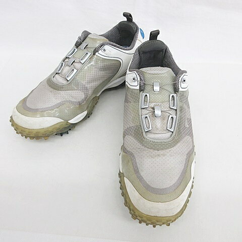 【中古】フットジョイ FootJoy FJ フリースタイル ボア ゴルフシューズ スパイク ダイヤル式 57337J 白 ホワイト グレー 27 W メンズ 【ベクトル 古着】 240329 1