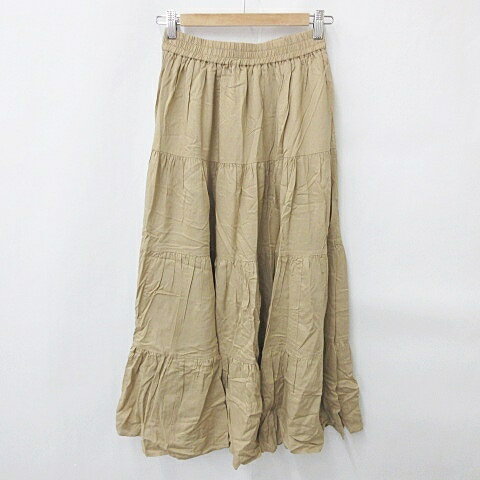 【中古】テチチ Te chichi スカート ティヤードスカート ロング ギャザー 総ゴム 裏地付 ベージュ M レディース 【ベクトル 古着】 240331