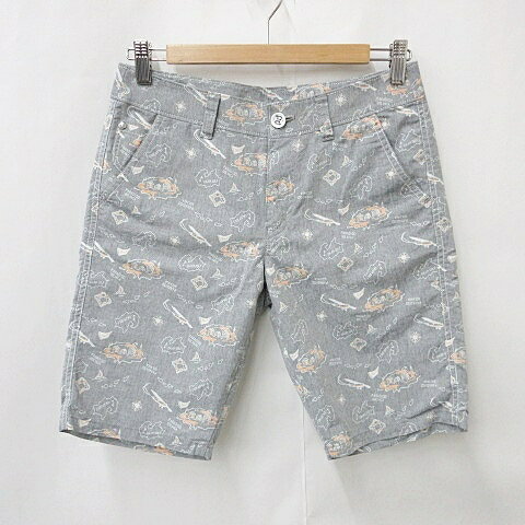 【中古】パラディーゾ PARADISO ゴルフ パンツ ハーフパンツ ロゴ 総柄 綿 グレー M レディース 【ベクトル 古着】 240510