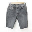 【中古】リダン RE/DONE パンツ デニム ハーフパンツ ボタンフライ キリッパ ビンテージ加工 綿 黒 ブラック 24 レディース 【ベクトル 古着】 240425(4)