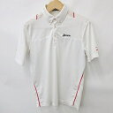 【中古】スリクソン SRIXON ゴルフ ポロシャツ 半袖 ボタンダウン 速乾 刺繍 ワッペン 白 赤 ホワイト レッド L メンズ 【ベクトル 古着】 240525(4)
