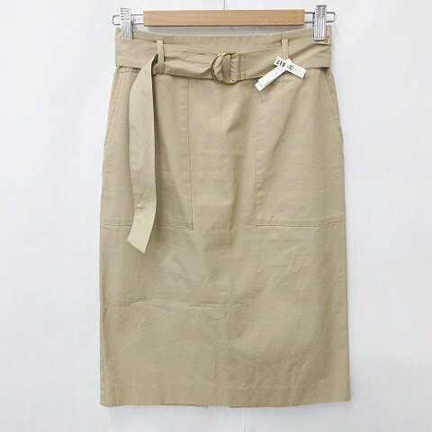 【中古】ボールジー BALLSEY トゥモローランド スカート タイト スリット ベルト 綿 ベージュ 36 レディース 【ベクトル 古着】 240808