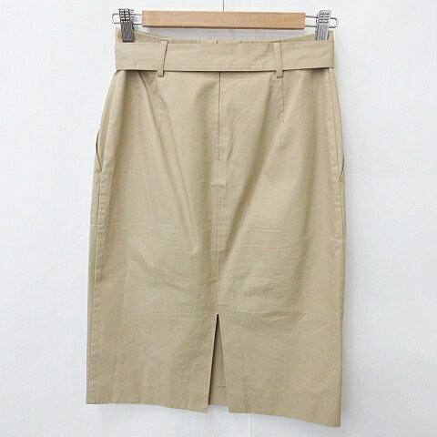 【中古】ボールジー BALLSEY トゥモローランド スカート タイト スリット ベルト 綿 ベージュ 36 レディース 【ベクトル 古着】 240808