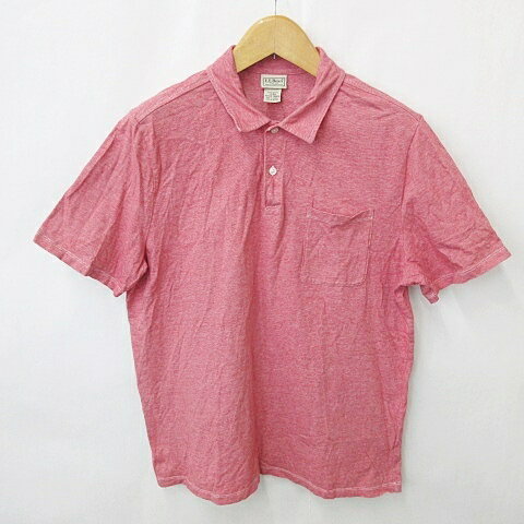 【中古】エルエルビーン L.L.BEAN ポロシャツ 半袖 綿 赤 レッド ピンク L メンズ 【ベクトル 古着】 240821