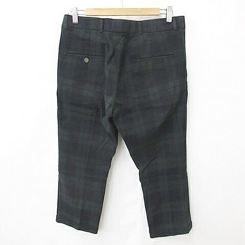 【中古】ユナイテッドアローズ BEAUTY YOUTH ビューティーアンドユース パンツ カットオフ ストレート チェック ロールアップ 緑 黒 グリーン ブラック M メンズ 【ベクトル 古着】 240924