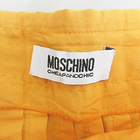 【中古】モスキーノチープアンドシック MOSCHINO CHEAP AND CHIC スカート タックスカート ロング フレアー グラデーション ぼかし柄 綿 絹 オレンジ 茶 ブラウン 36 レディース 【ベクトル 古着】 240925