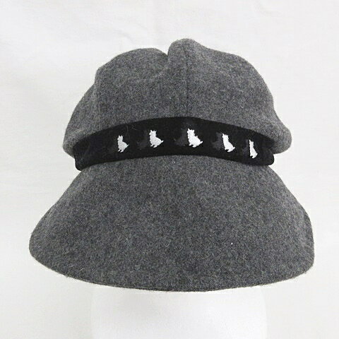 【中古】ブラックアンドホワイト Black White ゴルフ キャスケット 帽子 刺繍 ウール グレー F レディース 【ベクトル 古着】 241031