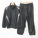 【中古】ダンロップ DUNLOP セットアップ ジャージ 中綿 長袖 ジップアップ ロング丈 ロゴ 黒 グレー ブラック LL メンズ 【ベクトル 古着】 25...