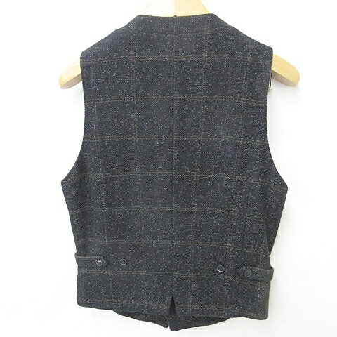 【中古】ザラ ZARA ベスト テーラーカラー シングル 前開き チェック 黒 茶 ブラック ブラウン 38 メンズ 【ベクトル 古着】 250130