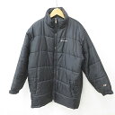 【中古】チャンピオン CHAMPION スポーツウエア ベンチコート ロング 中綿 ジップアップ スタンドカラー 刺繍 ワッペン ナイロン 黒 ブラック XL メンズ 【ベクトル 古着】 250312