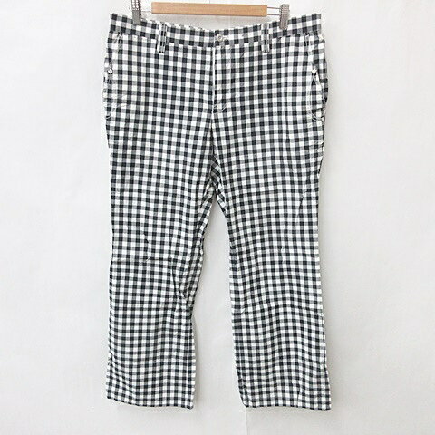 【中古】ヨネックス YONEX ゴルフ スポーツウェア パンツ ストレート ロング チェック 黒 ブラック 白 ホワイト 88 メンズ 【ベクトル 古着】 250310