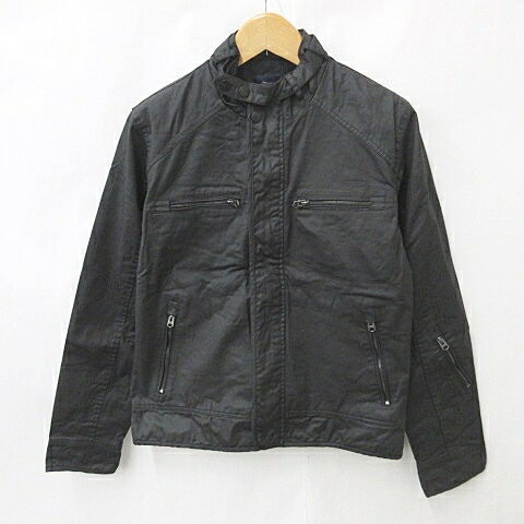 【中古】ザラ ZARA YOUTH ジャケット 長袖 ジップアップ ベルトカラー 綿 黒 ブラック L メンズ 【ベクトル 古着】 250315