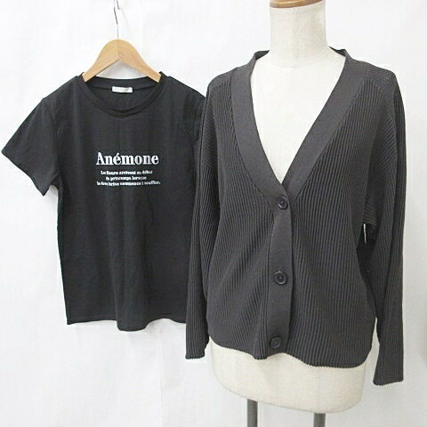 【中古】HK WORKS LONDON LUNACION カーディガン Tシャツ 2枚セット 長袖 半袖 丸首 プリント 黒 ブラック M レディース 【ベクトル 古着】 250421 【中古】HK WORKS LONDON LUNACION カーディガン Tシャツ 2枚セット 長袖 半袖 丸首 プリント 黒 ブラック M レディース 【ベクトル 古着】 250421